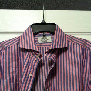 H.STOCKTON MEN'S PRE-OWNED PINK COTTON DRESS SHIRT WITH FRENCH CUFFS  SIZE: 17